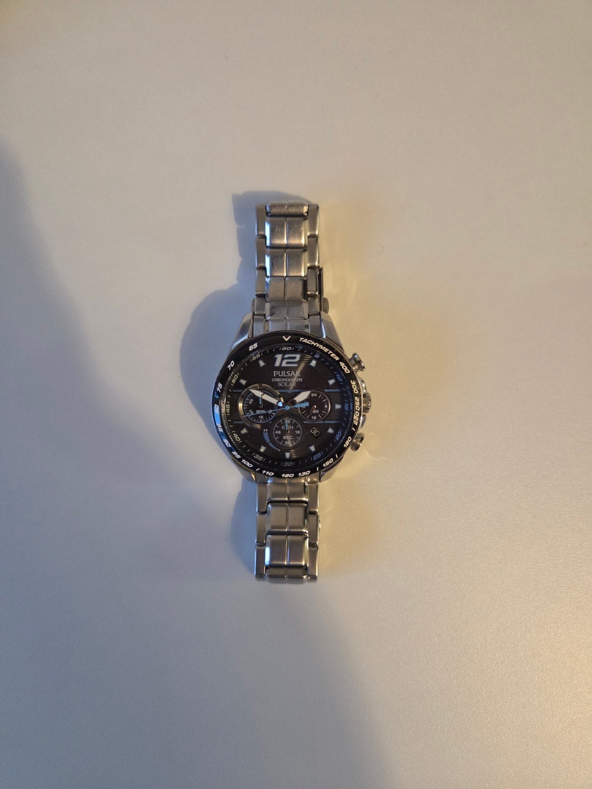 Sportieve Pulsar Solar Chronograph - Lege batterij, Overige merken, Staal, Polshorloge, Ophalen of Verzenden