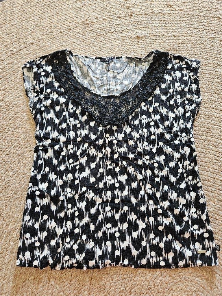 Zwart witte top van dept, maat s, Zwart, Ophalen of Verzenden, Zo goed als nieuw, Korte mouw