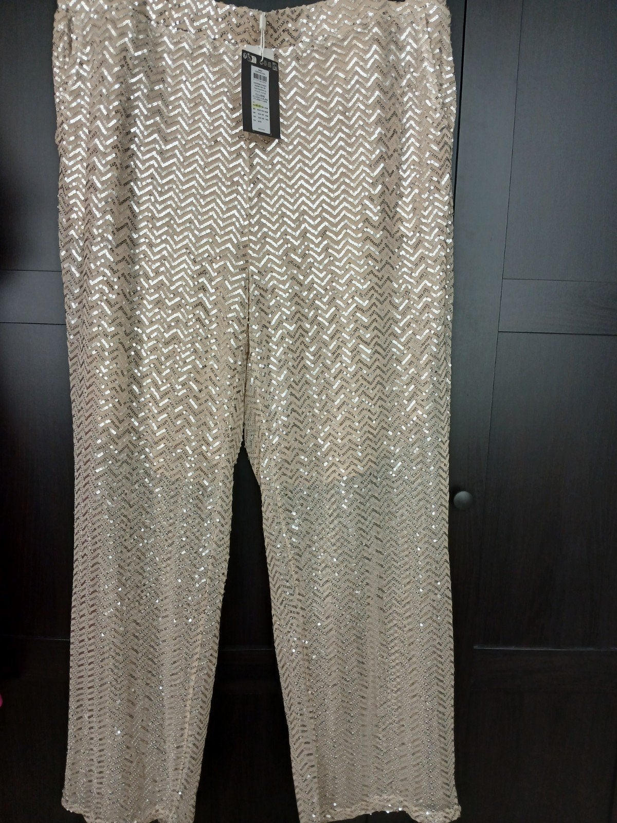 Nieuw  pailletten broek maat 50/52, Verzenden, Zwart, Maat 46/48 (XL) of groter, Nieuw