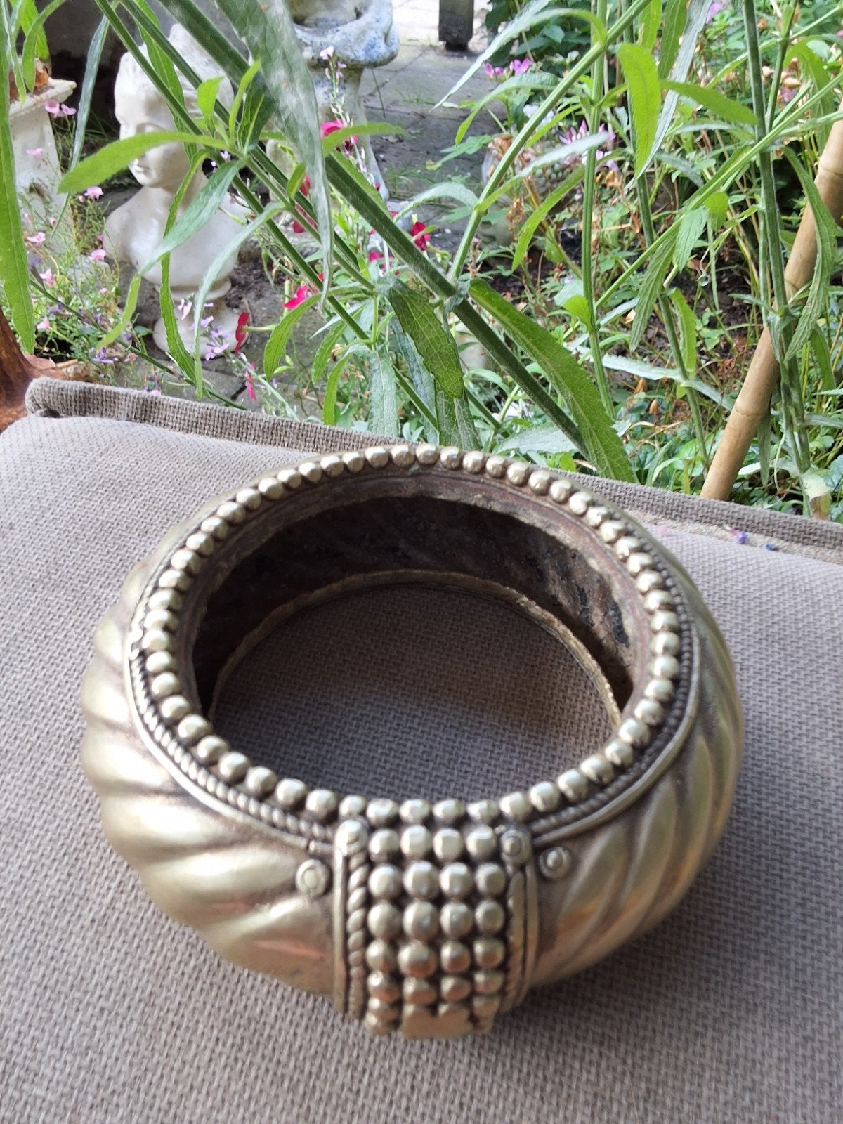 Antiek brons afrika armband met gedetailleerde afwerking, Ophalen of Verzenden