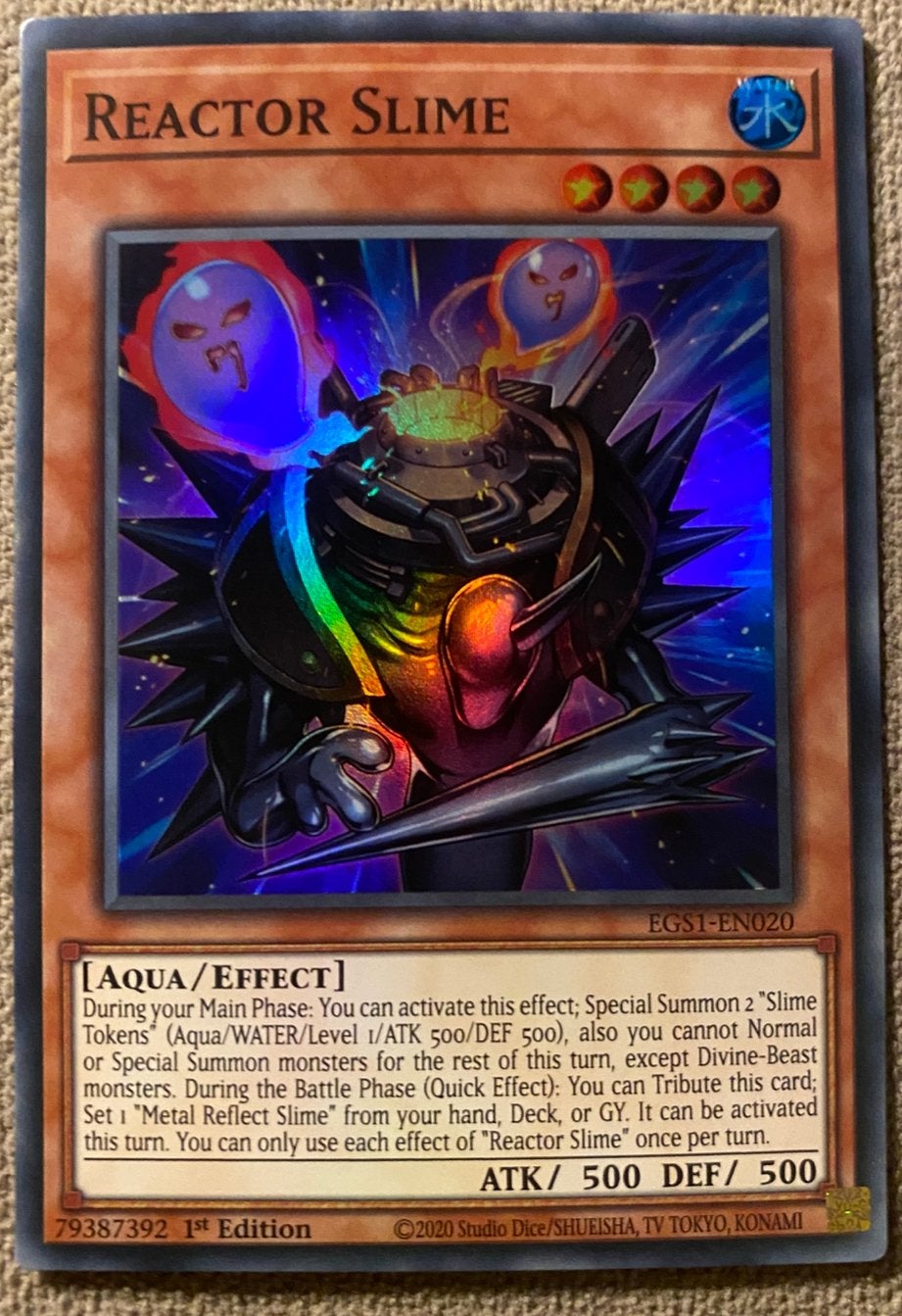 Yu-Gi-Oh! Reactor Slime EGS1 1st Edition !, Ophalen of Verzenden, Zo goed als nieuw, Losse kaart, Foil