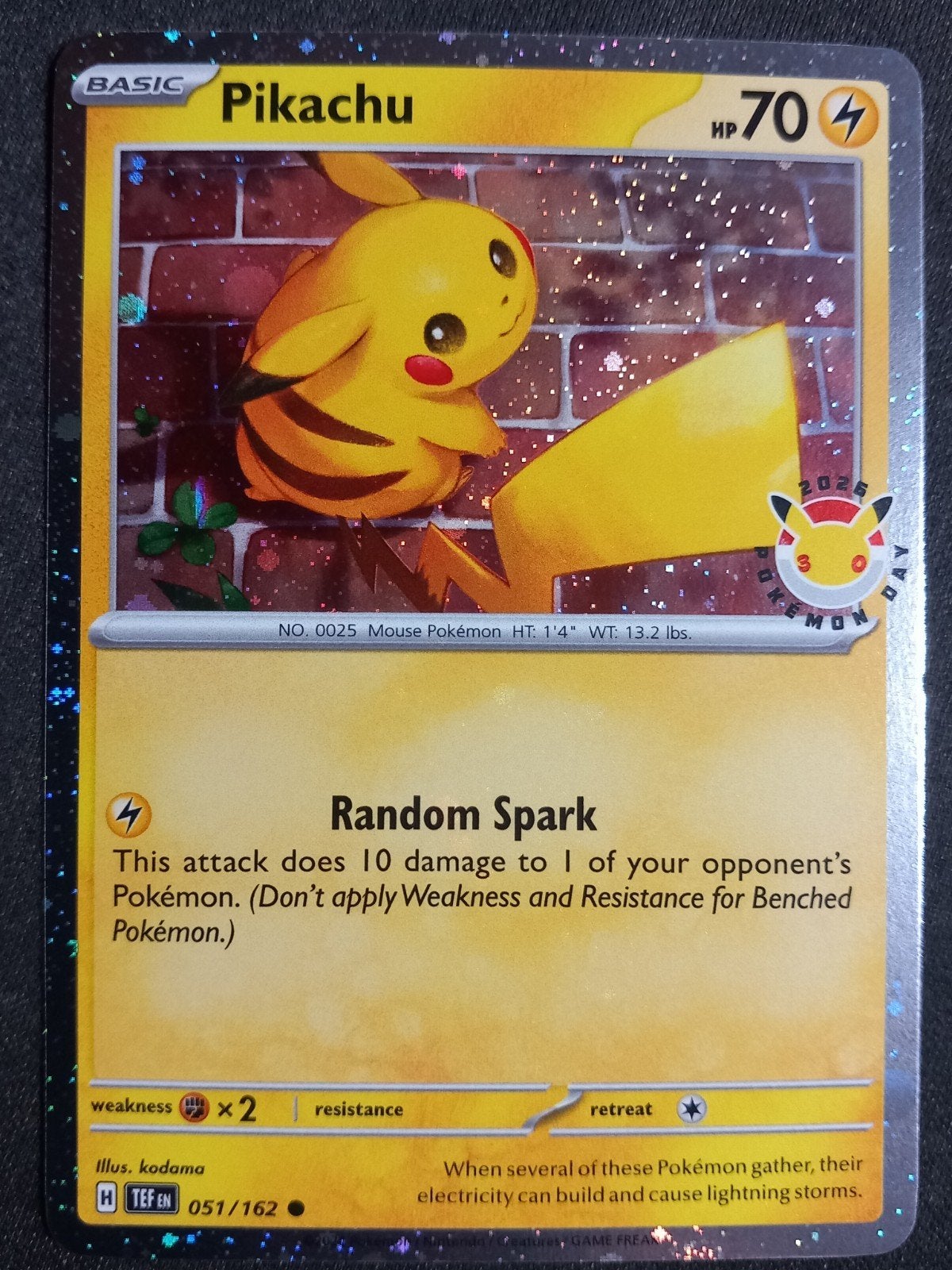 Pikachu 051/162 Temporal 30th Anniv. Cosmos Promo Excellent, Verzenden, Zo goed als nieuw, Losse kaart, Foil