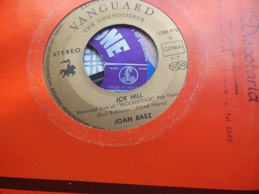 single joe hill joan baez 45rpm jukebox vinyl record 7inch, Gebruikt, 7 inch, Ophalen of Verzenden, Pop