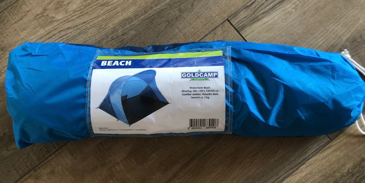 Goldcamp strandtent nieuw - Perfect voor stranddagen!, Caravans en Kamperen, Ophalen of Verzenden, Nieuw, Tot en met 2