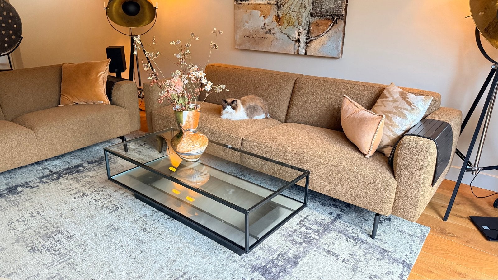Maglehem salontafel (glas-zwart frame) - In perfecte staat, Ophalen, 100 tot 150 cm, 50 tot 100 cm, Modern, Scandinavisch, Strak, glas