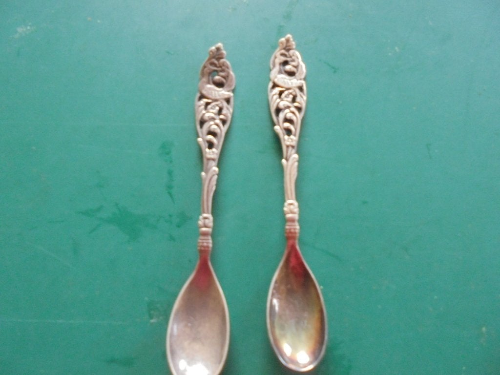 Gero zilvium 90 Kraanvogel  2 theelepels 11 cm, Ophalen of Verzenden, Rvs of Chroom