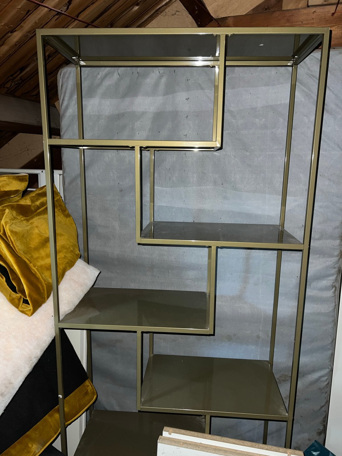 Gouden metalen boekenkast/displayrek, Huis en Inrichting, Ophalen of Verzenden, Zo goed als nieuw