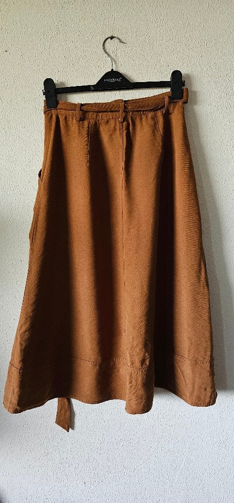 Co Couture bruine midi rok met strikdetail maat s (14725), Kleding | Dames, Bruin, Co Couture, Ophalen of Verzenden, Maat 36 (S)