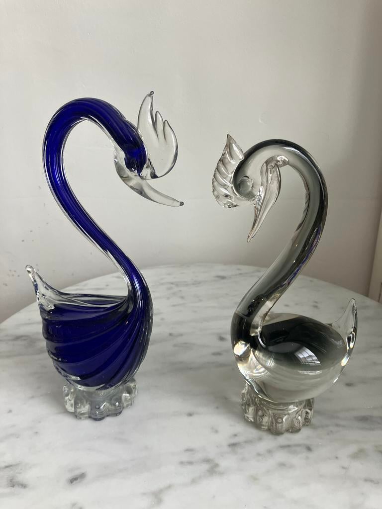 Glazen set van twee Zwanen - Murano, Antiek en Kunst, Ophalen of Verzenden