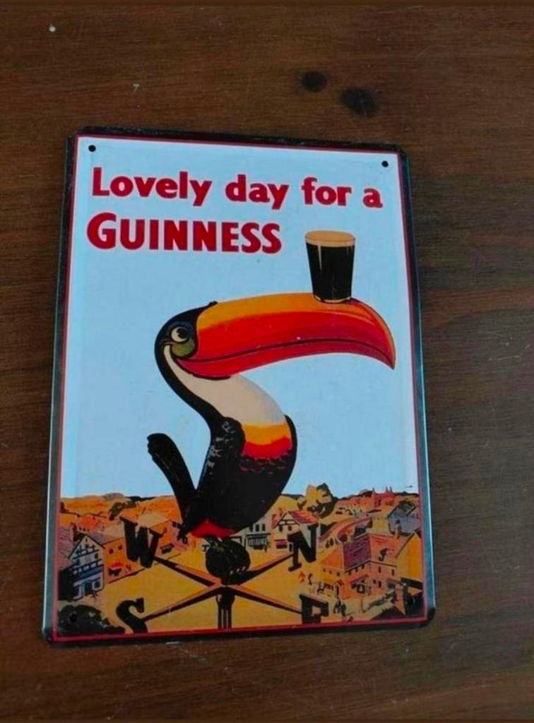 Lovely Day for A Guinness reclamebord. Metalen bord., Ophalen of Verzenden, Zo goed als nieuw, Reclamebord, Plaat of Schild, Overige merken