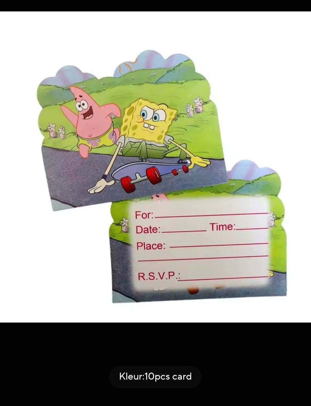 Nieuwe Spongebob Uitnodigingen - 10 stuks, Ophalen, Overige thema's, Nieuw, Meerkleurig