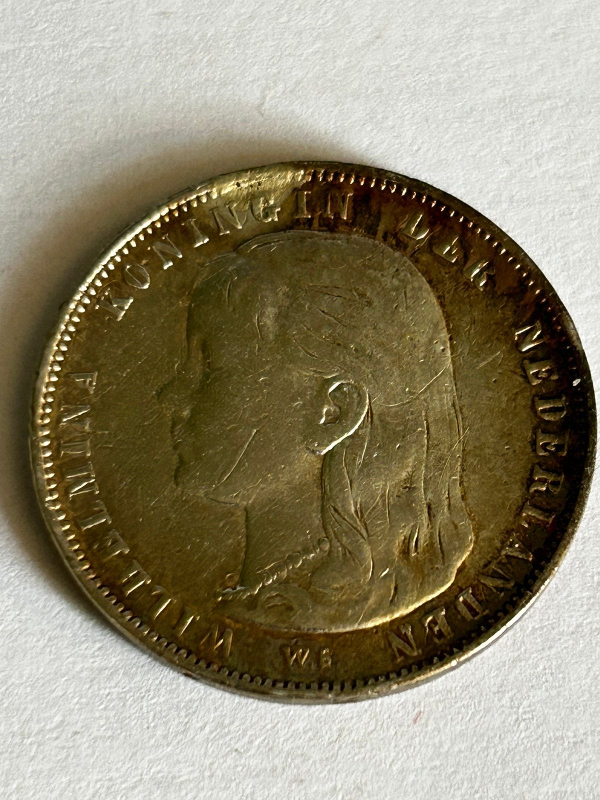 Zilveren 1 Gulden 1892 Wilhelmina - Hangend Haar, Ophalen of Verzenden, Koningin Wilhelmina, 1 gulden, Zilver