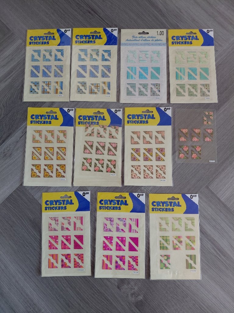 Scrapbook Embellishments Hoekjes Crystal Stickers 10x (NIEUW, Hobby en Vrije tijd, Scrapbooking, Ophalen of Verzenden, Nieuw, Album of Boek