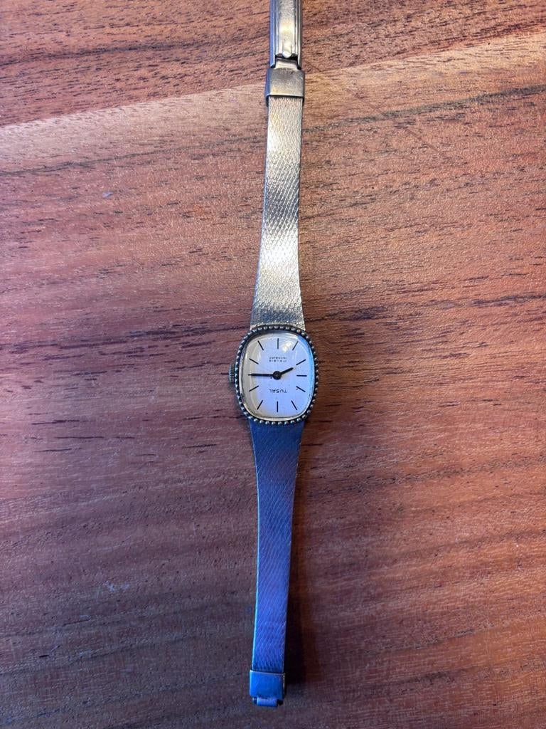 Vintage Tusal dameshorloge - Zilverkleurig, Overige merken, Gebruikt, Polshorloge, Ophalen of Verzenden
