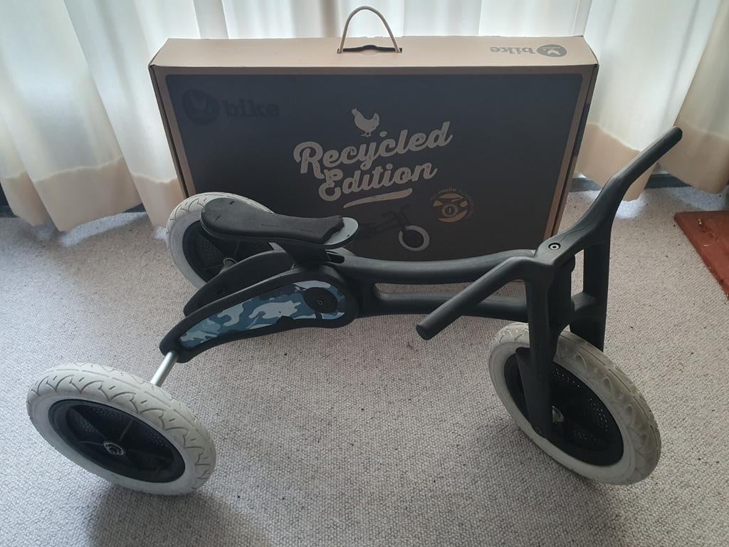 Wishbone Bike Loopfiets Recycled Edition - zwart, Ophalen of Verzenden, Zo goed als nieuw, Wishbone Bike, Verstelbare zitting
