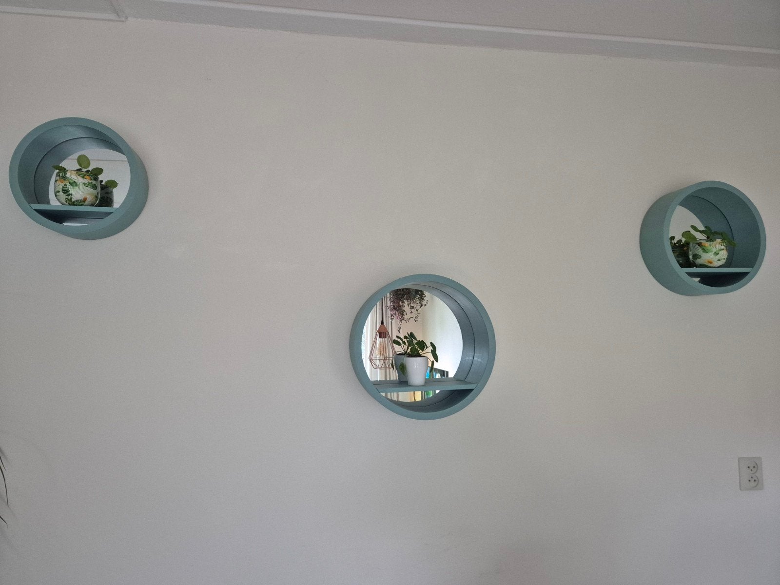 Set van 3 ronde spiegels met plankje, Ophalen, Minder dan 50 cm, Gebruikt, Rond