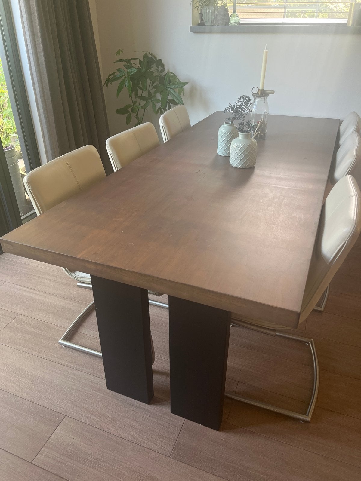 MOET NU WEG: houten eettafel walnoot 90x220 cm, Huis en Inrichting, Tafels | Eettafels, Ophalen, Gebruikt, 200 cm of meer, 50 tot 100 cm