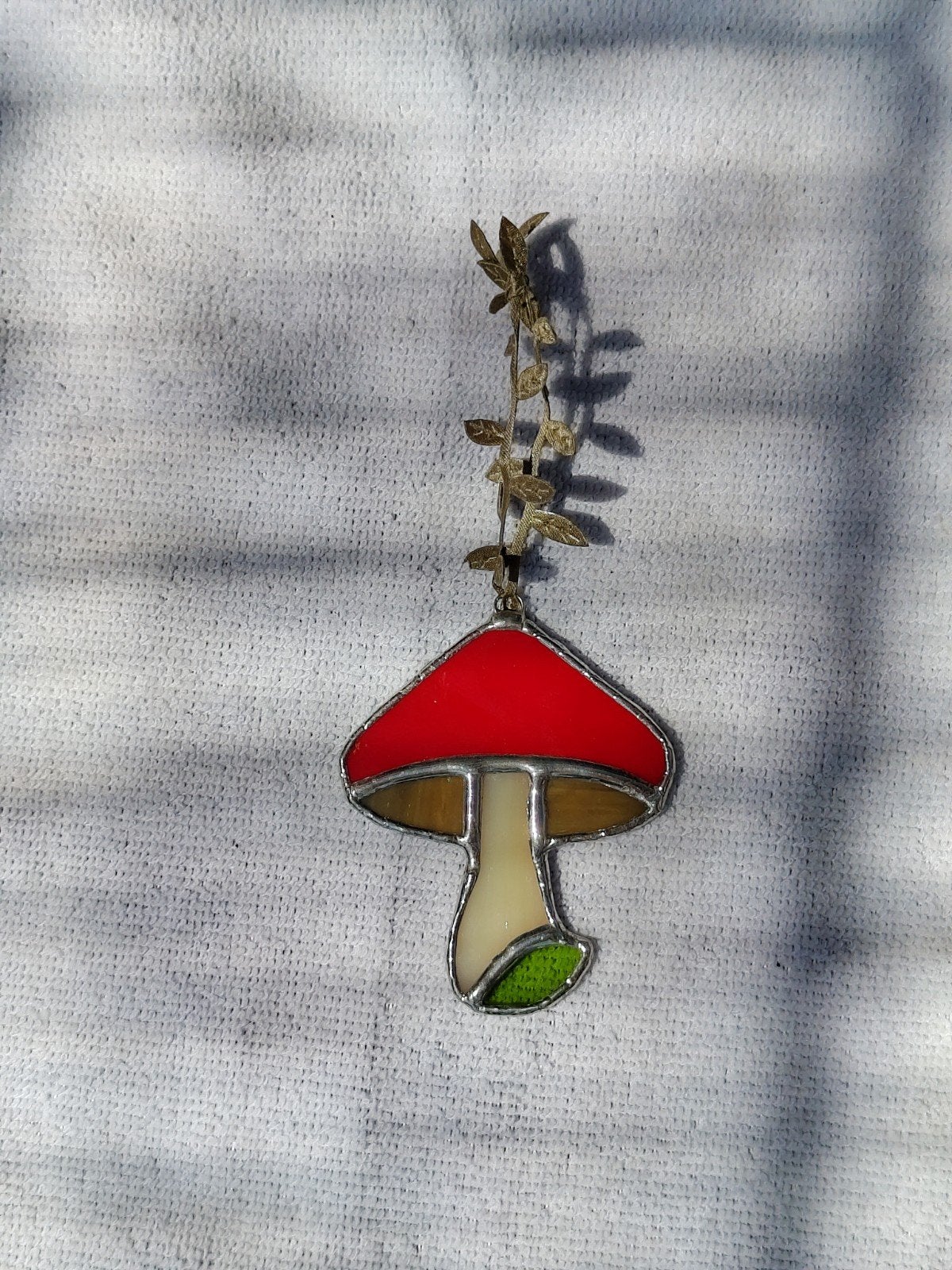 Handgemaakt glas in lood paddenstoeltje raamhanger, Boho, Nieuw, Ophalen of Verzenden, Glas