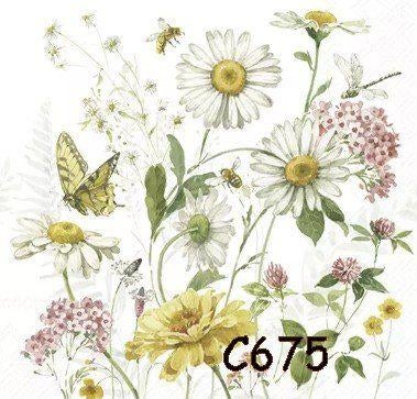 Servetten decoupage/bullet journal * veldbloemen C675, Verzenden, Nieuw