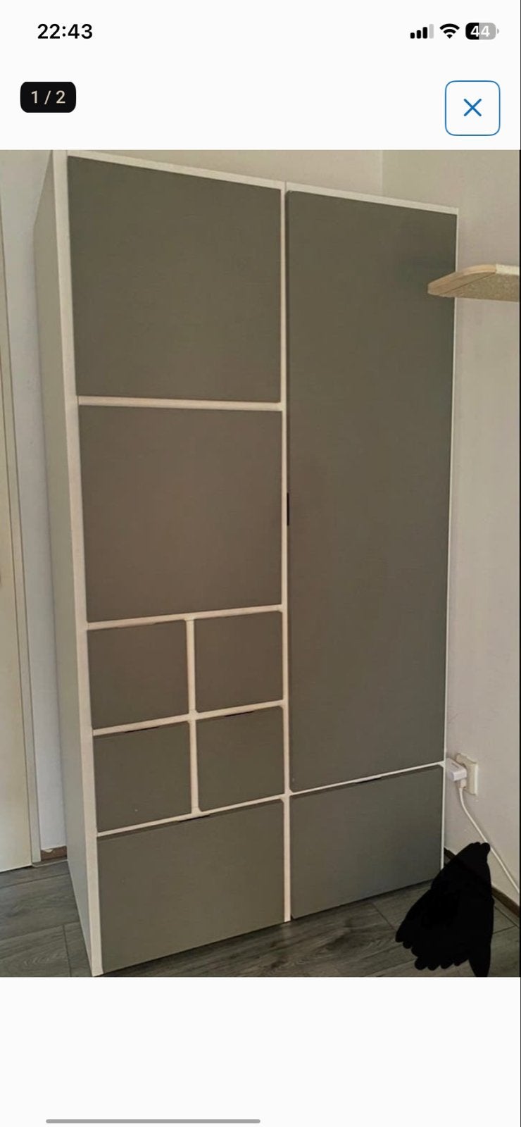 VISTHUS Kledingkast grijs/wit 122x59x216 cm, Ophalen, Overige materialen, Gebruikt, 100 tot 150 cm