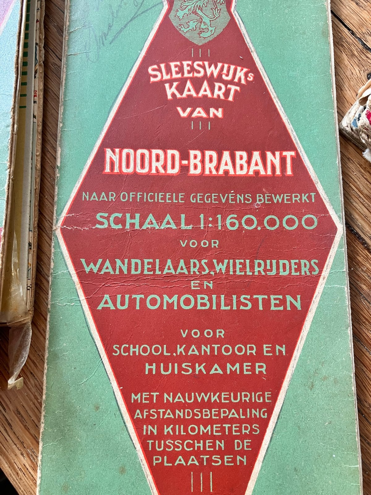 Sleeswijks Kaart Noord-Brabant voor Wandelaars en Fietsers, Gelezen, Ophalen of Verzenden, Landkaart, 1800 tot 2000