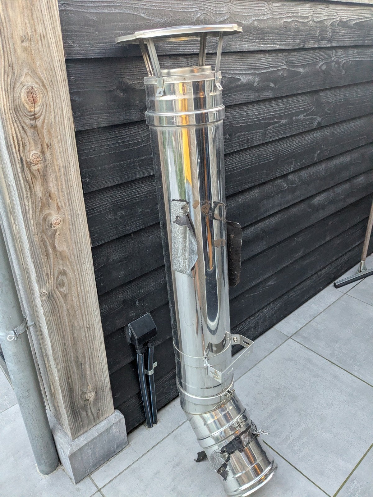 Dubbelwandige RVS rookgasafvoer met kap, Ophalen, Gebruikt, Overige typen, Minder dan 60 cm