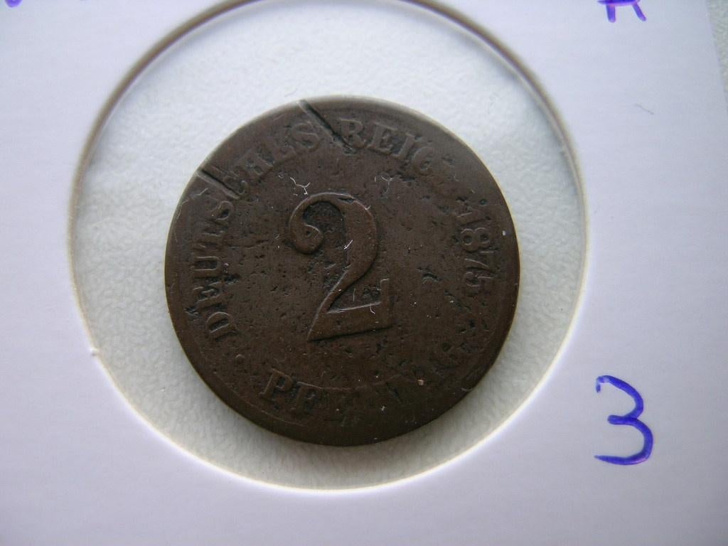 2 Pfennig 1875 A Duitsland (nr 3), Ophalen of Verzenden, Duitsland, Losse munt