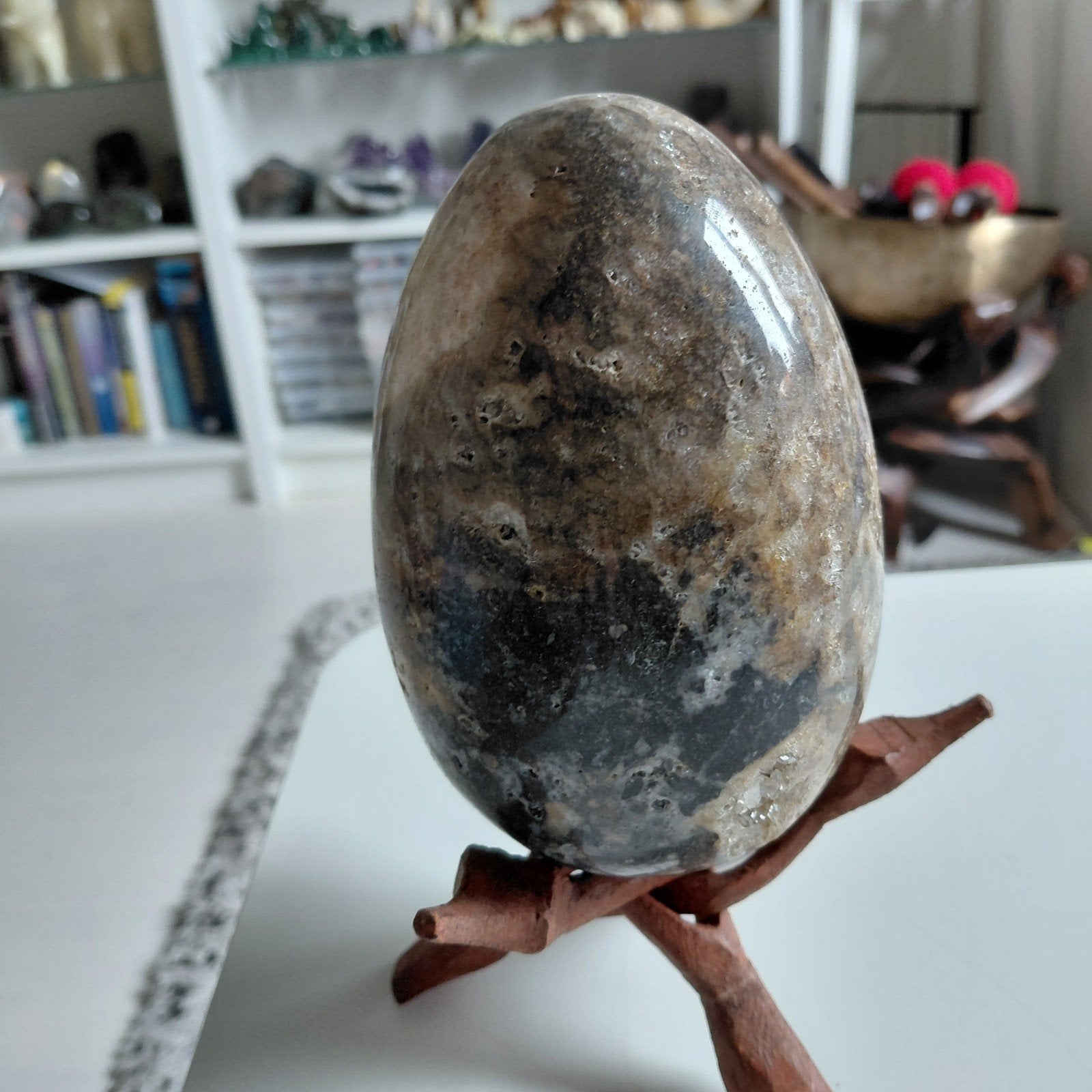 Prachtige Geode Ei met Kwarts Kristallen, Ophalen of Verzenden, Mineraal