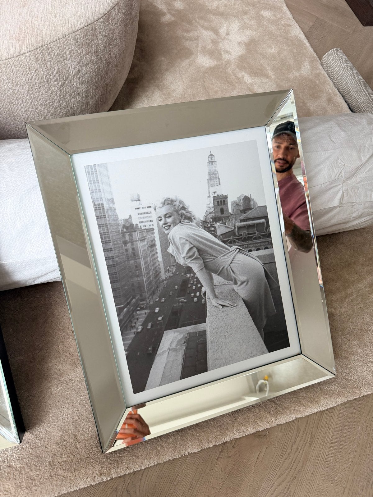 Eric Kuster Spiegellijst met Marilyn Monroe foto's 4 stuks, Huis en Inrichting, Ophalen, Met afbeelding, Zilver, Spiegellijst