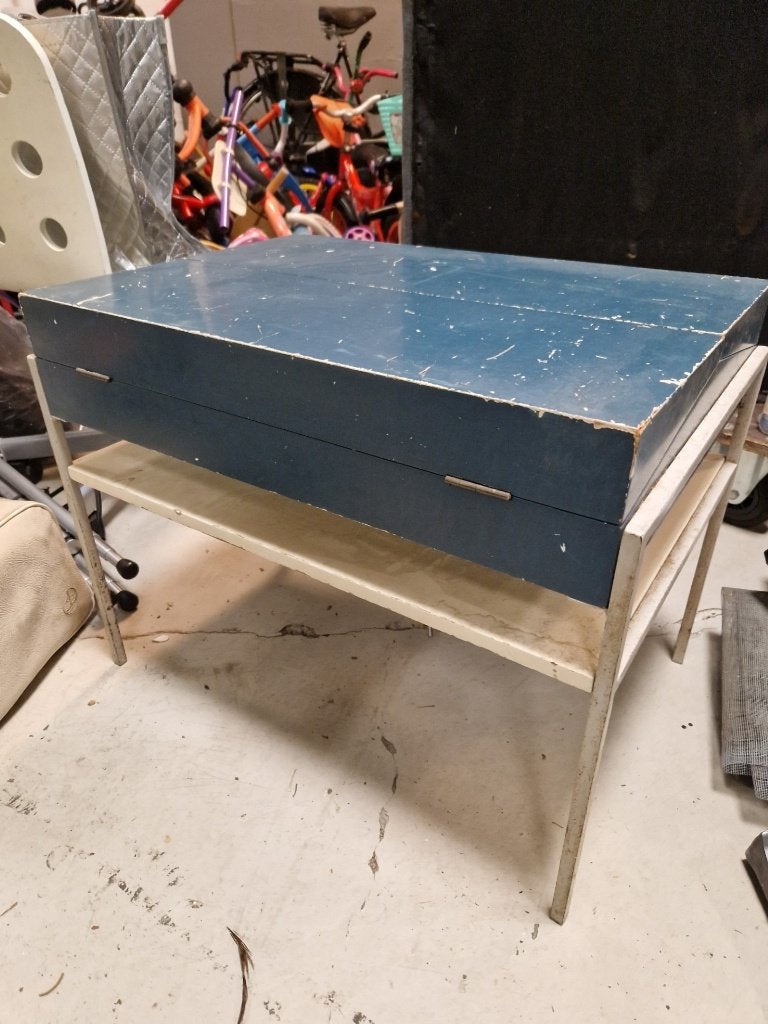SIDETABLE SEWING BOX table by C de VRIES 1950s, Gebruikt, 100 tot 150 cm, Ophalen of Verzenden, 25 tot 50 cm