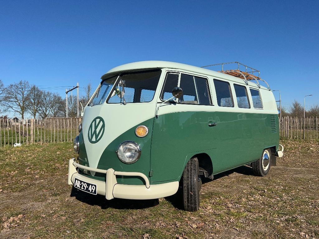 Volkswagen T1 1967 Spijlbus Groen, Auto's, 53 pk, 1600 cc, Stationwagon, 1100 kg