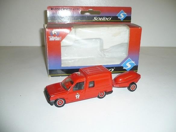 Solido Renault Express met aanhanger Brandweer  1: 43, Ophalen of Verzenden, Nieuw, Auto, Solido