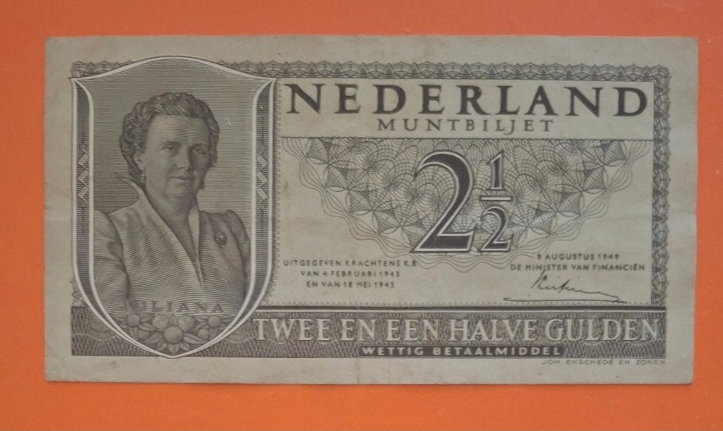 Muntbiljet 2,5 gulden 1949, met 3 letters, cat. PL17.b/16-1a, Verzenden, 2½ gulden, Los biljet