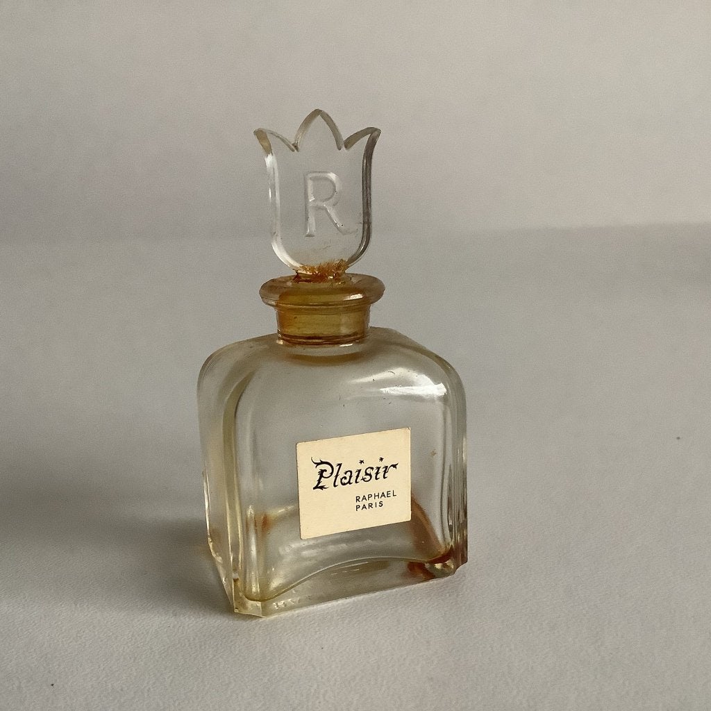Vintage miniatuur parfumflesje Plaisir van Raphael leeg, Ophalen of Verzenden, Gebruikt, Miniatuur