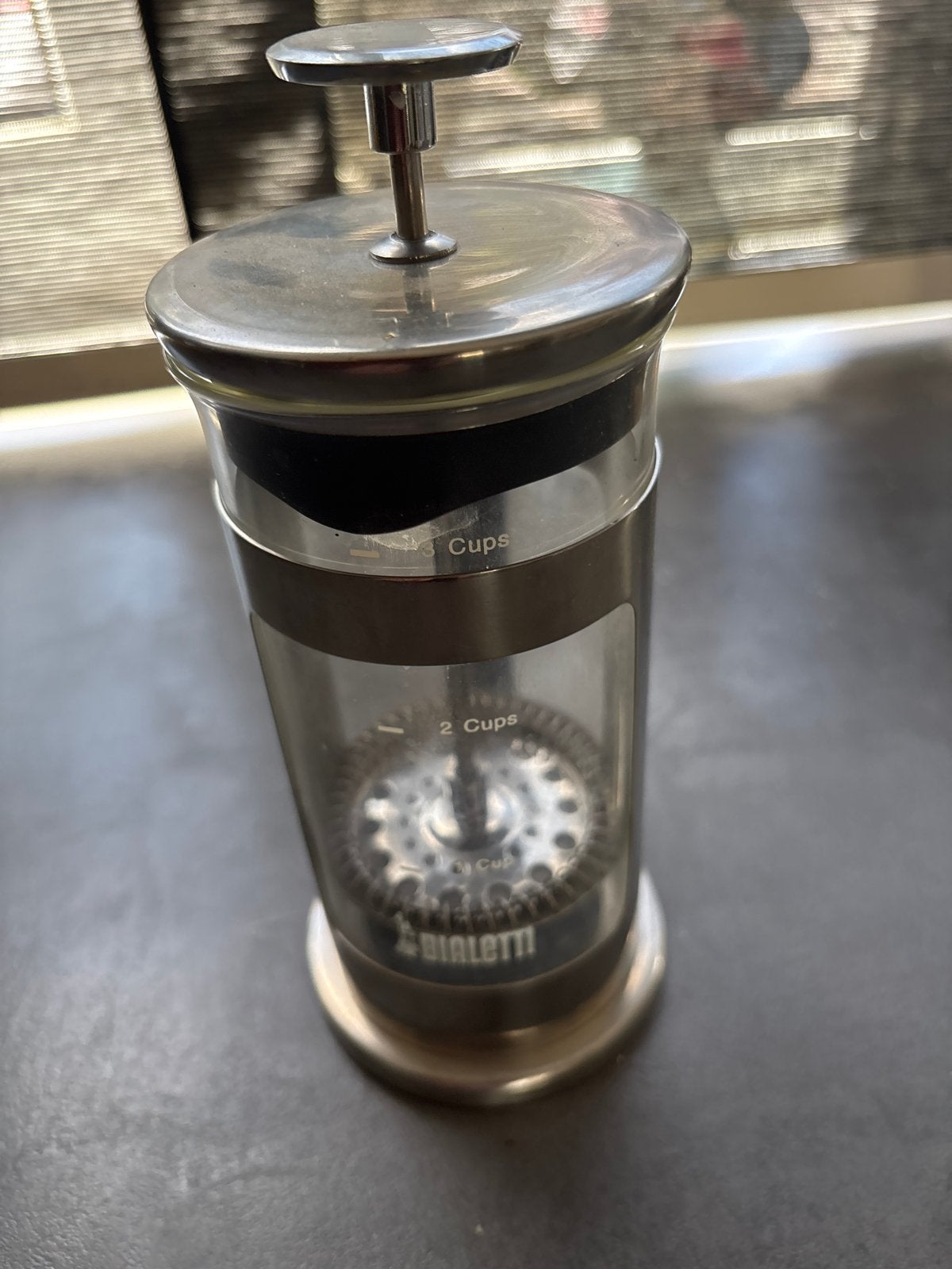 Bialetti French Press - 2 Kops, Overige typen, Zilver, Ophalen of Verzenden, Zo goed als nieuw