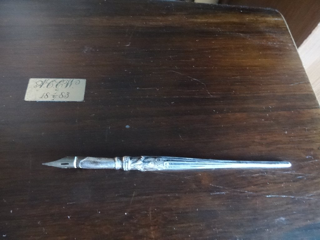 Antieke oude zilveren kroontjespen, Ophalen, Zilver