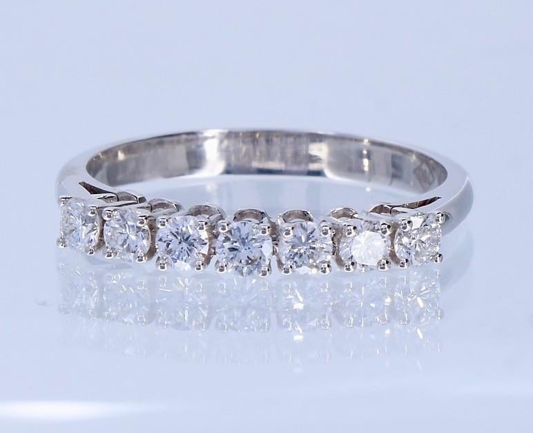 18K Prachtige Witgouden Rijring 0,70 CRT Briljant, Ophalen of Verzenden, Zo goed als nieuw, 17 tot 18, Dame