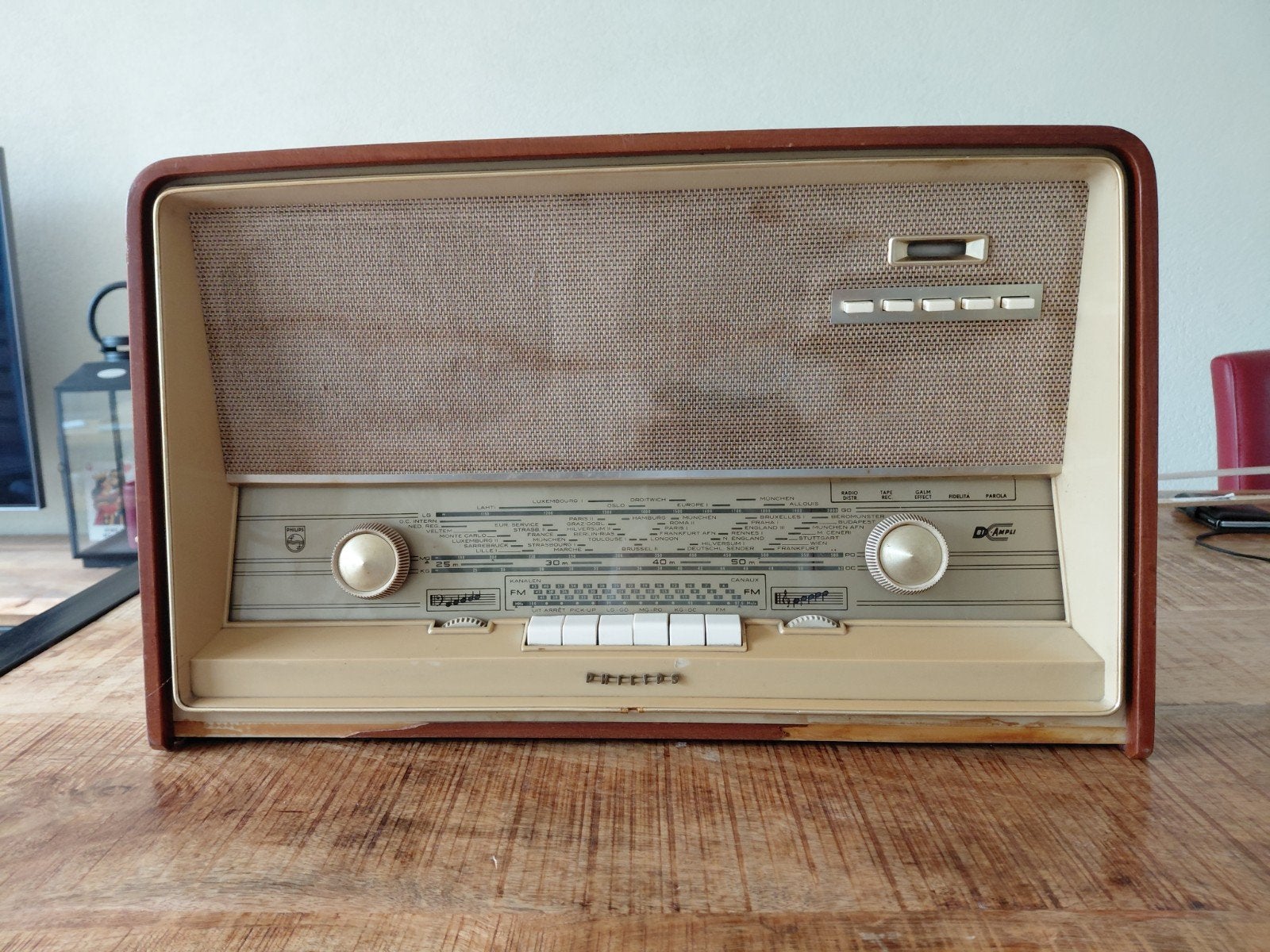 Philips B5X92A/04 buizenradio uit 1959/1960 – vintage, Audio, Tv en Foto, Ophalen