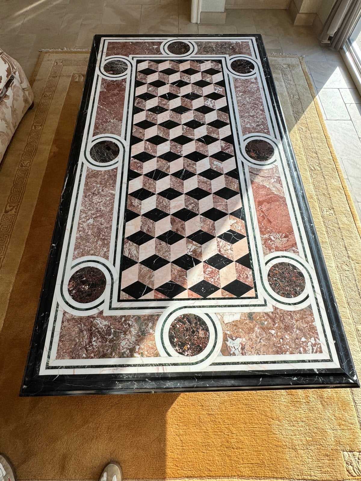 Massief Marmeren Salontafel - Uniek Design, Ophalen, Overige materialen, Gebruikt, 100 tot 150 cm