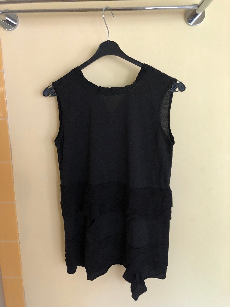 vintage zwarte top Erika Cavallini M als S katoen/zijde, Verzenden, Zwart, Gedragen, Erika Cavallini