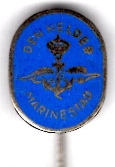 Marinestad Den Helder blauw email op zilverkl speld( J_110a), Verzenden, Zo goed als nieuw, Stad of Land, Speldje of Pin