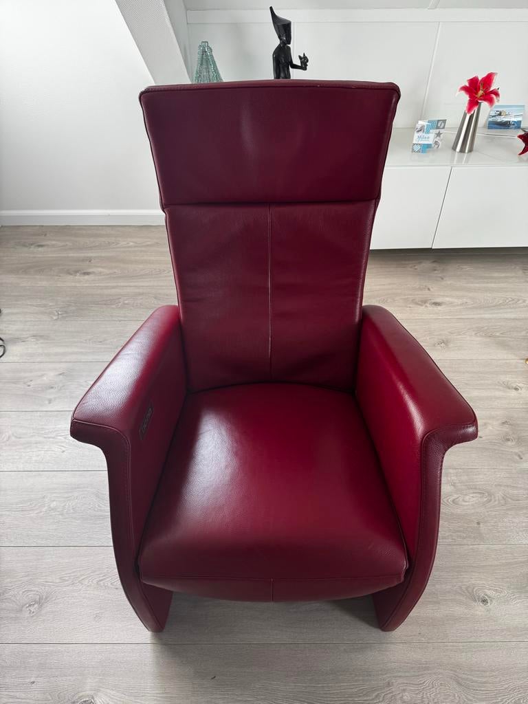Prominent leren relaxfauteuil, elektrisch, Huis en Inrichting, Fauteuils, Ophalen, Gebruikt, Leer, 75 tot 100 cm