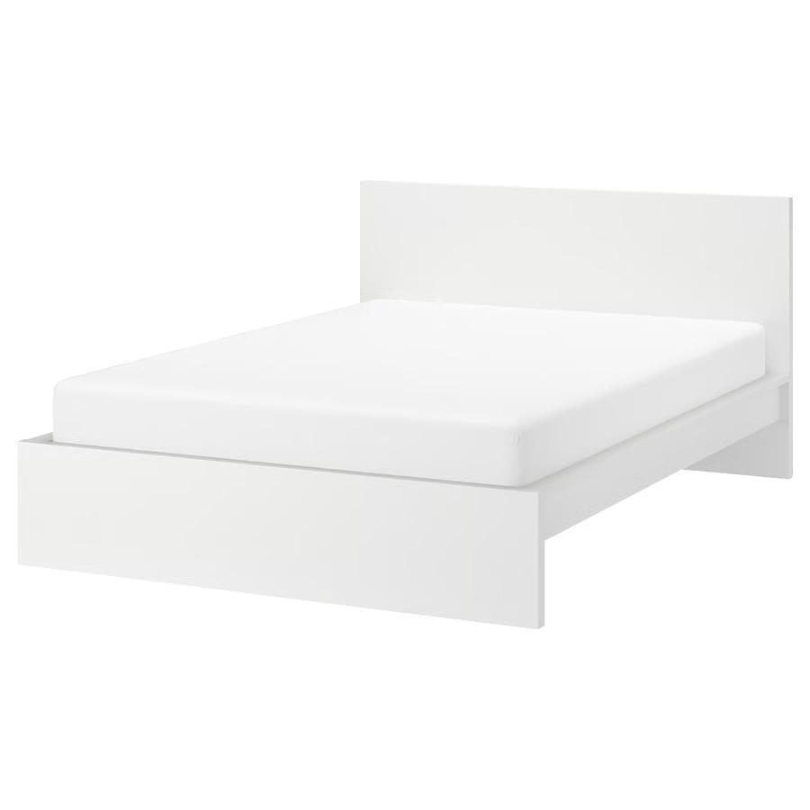 Malm Ikea 2-persoonsbed met lattenbodems, Ophalen, Gebruikt, Wit, Tweepersoons