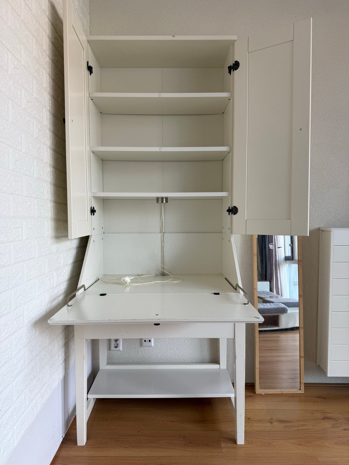 IKEA Alve Bureau met opbergkast - Wit, Ophalen, Gebruikt