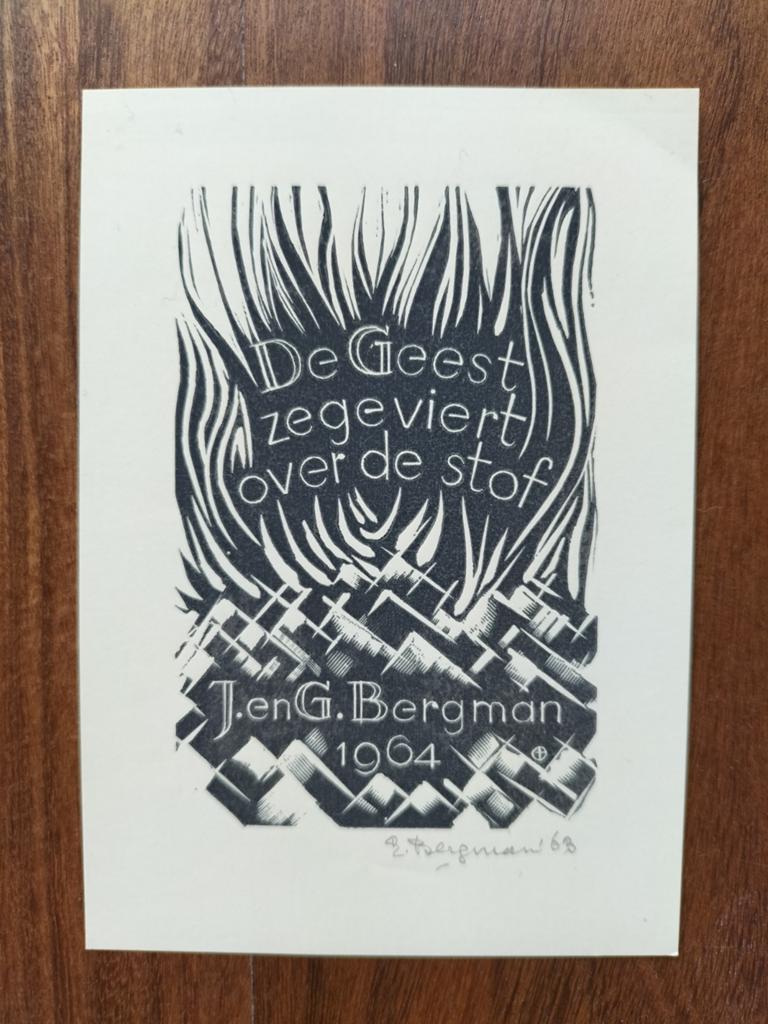 Gelegenheidsgrafiek Gerard Bergman 1964 (gesigneerd), Antiek en Kunst, Kunst | Etsen en Gravures, 8 cm, 1950 - 1999, Ophalen of Verzenden
