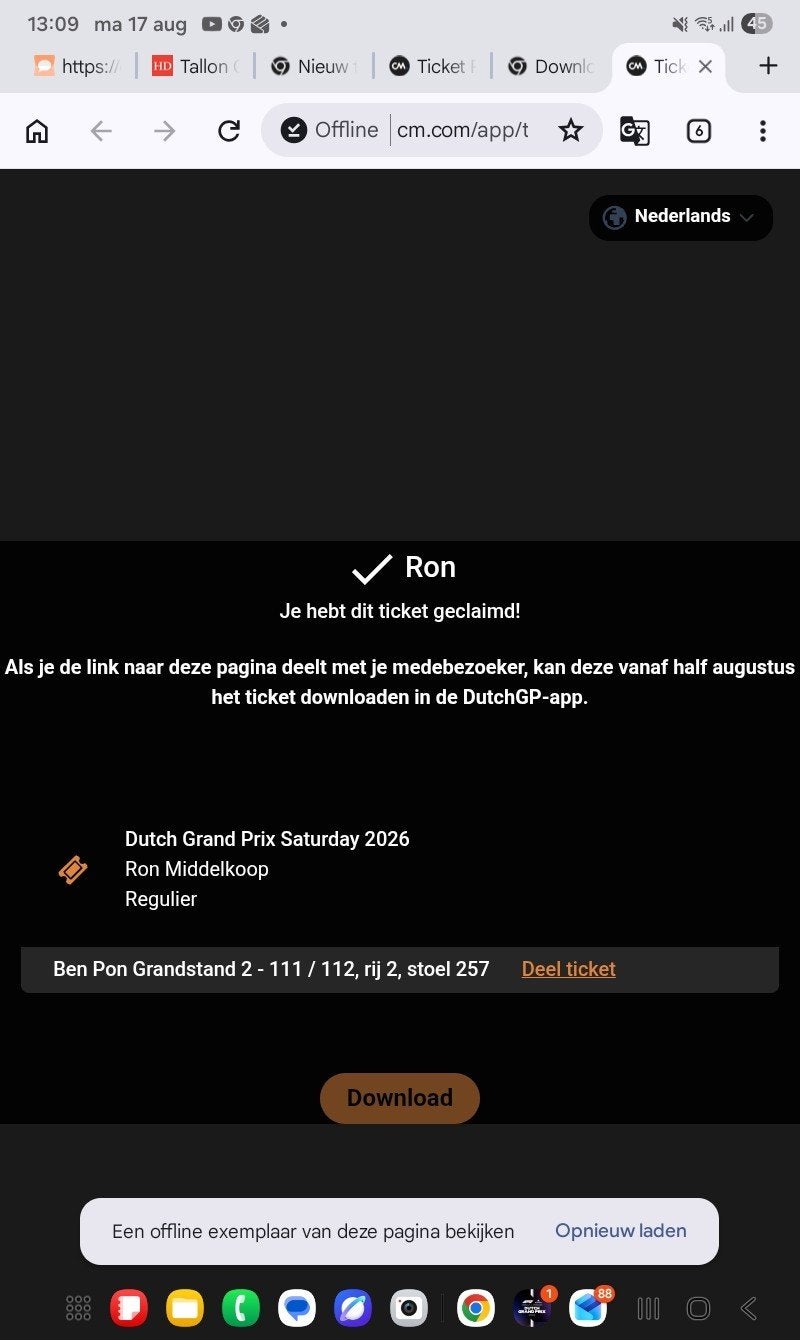 GP Zandvoort Zaterdag 22 augustus, Eén persoon