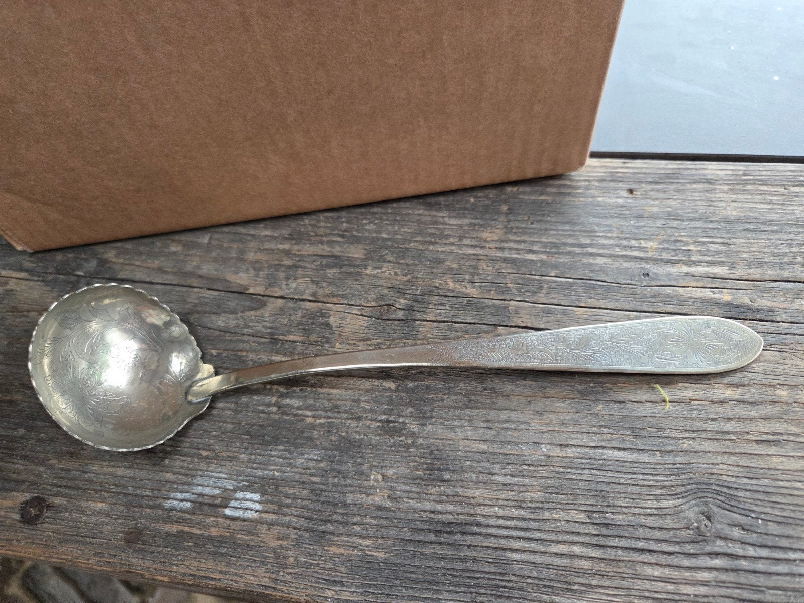 oude djokja zilveren opschep lepel, Antiek en Kunst, Verzenden, Zilver