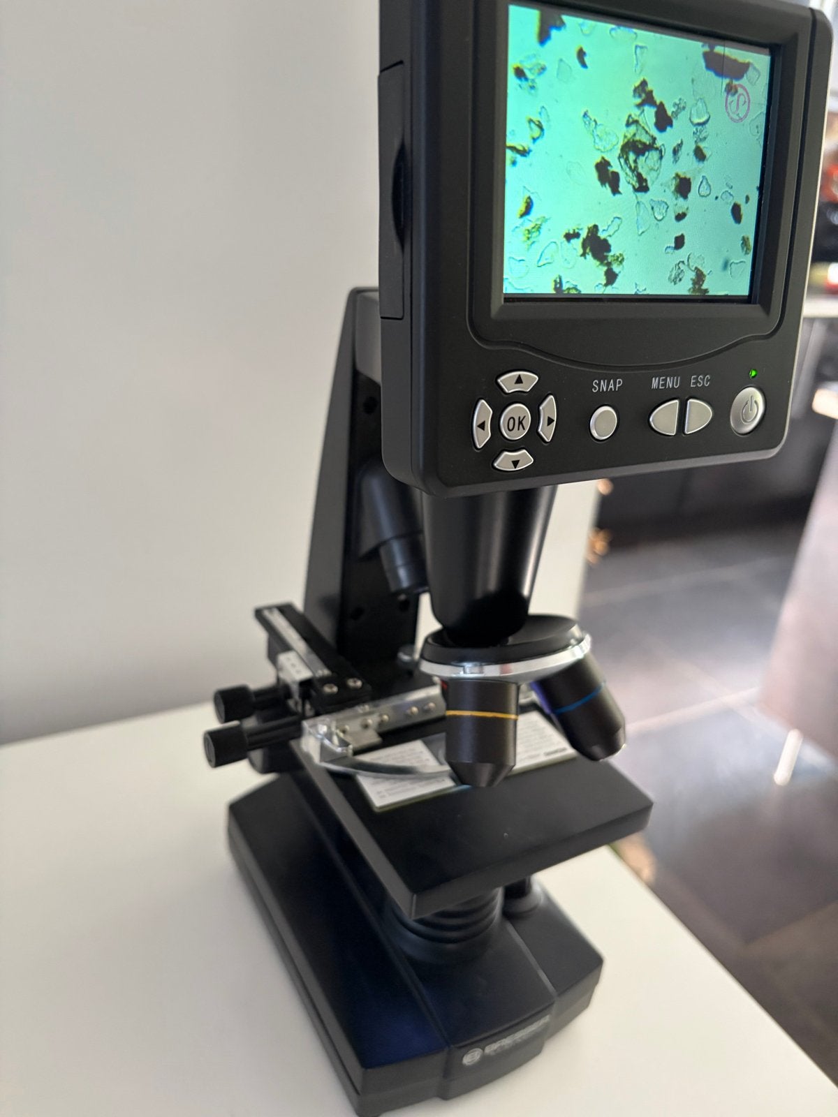Bresser lcd microscoop met scherm, Ophalen of Verzenden, Zo goed als nieuw, 400x tot 1000x, Biologische microscoop