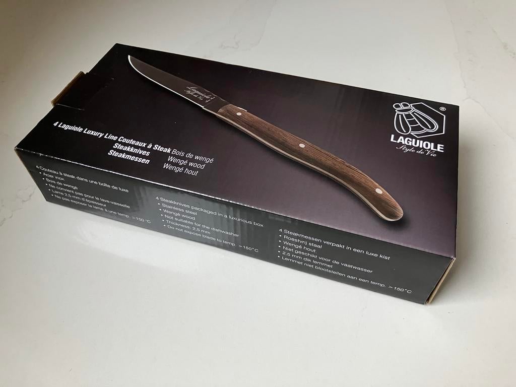 Laguiole Style de Vie Steakmessen Set - Wengé Hout, Huis en Inrichting, Keuken | Bestek, Nieuw, Ophalen of Verzenden, Vaatwasserbestendig