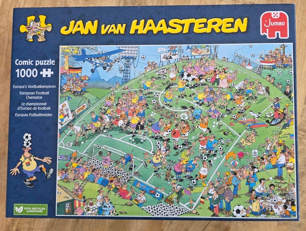 Jan van Haasteren puzzel - Europa's Voetbalkampioen, Ophalen of Verzenden, Meer dan 50 stukjes, Zo goed als nieuw, 6 jaar of ouder